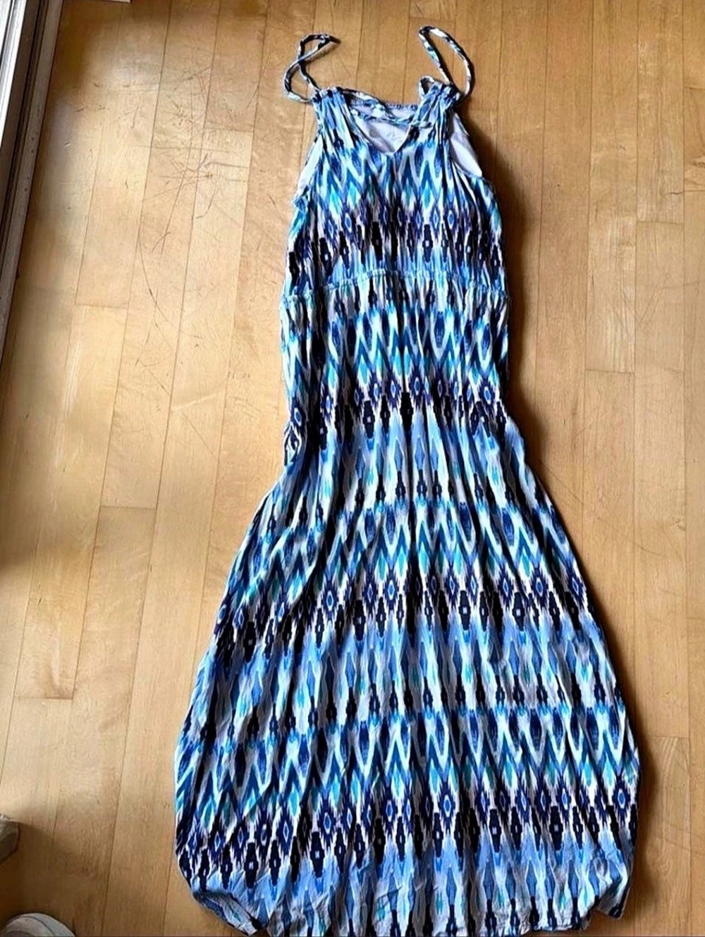 Athleta Sunset Halter Maxi Dress Blue & White Size XS